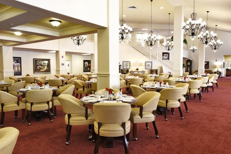 The dining room at Magnolia Heights set for mealtime