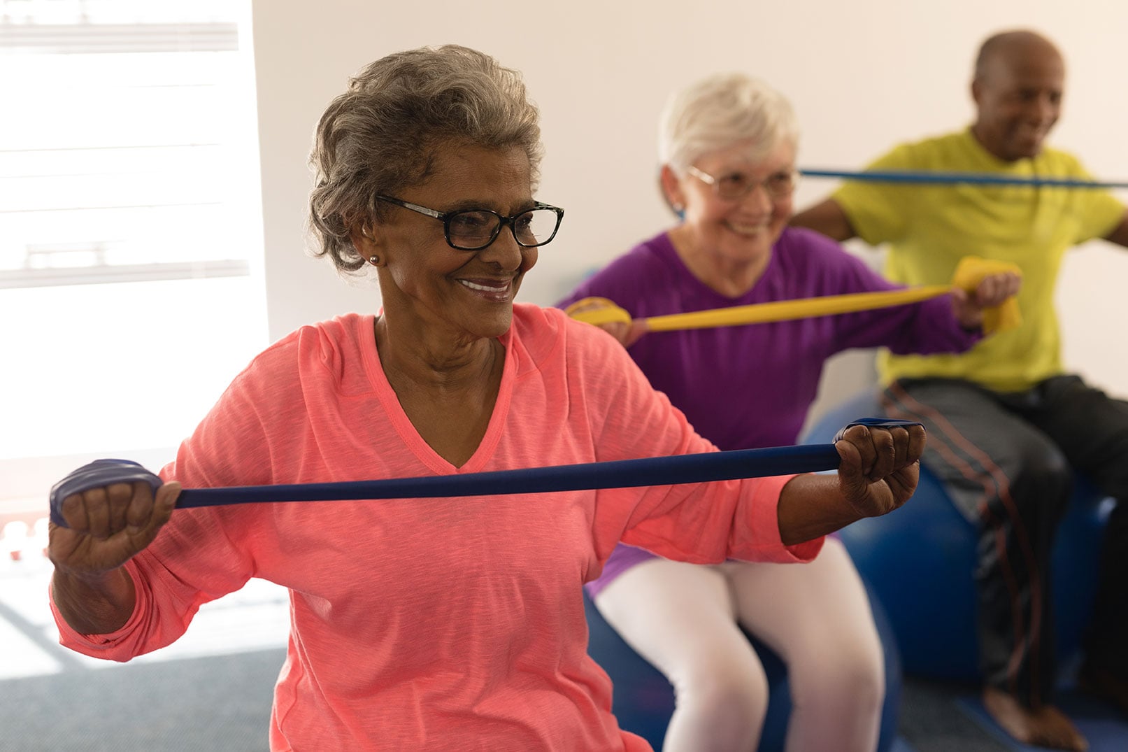Residents taking part in an exercise class at Magnolia Heights